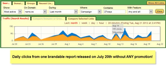 MyNAMS brandable report one month old traffic stats