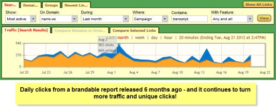 MyNAMS brandable report 6 months old traffic stats