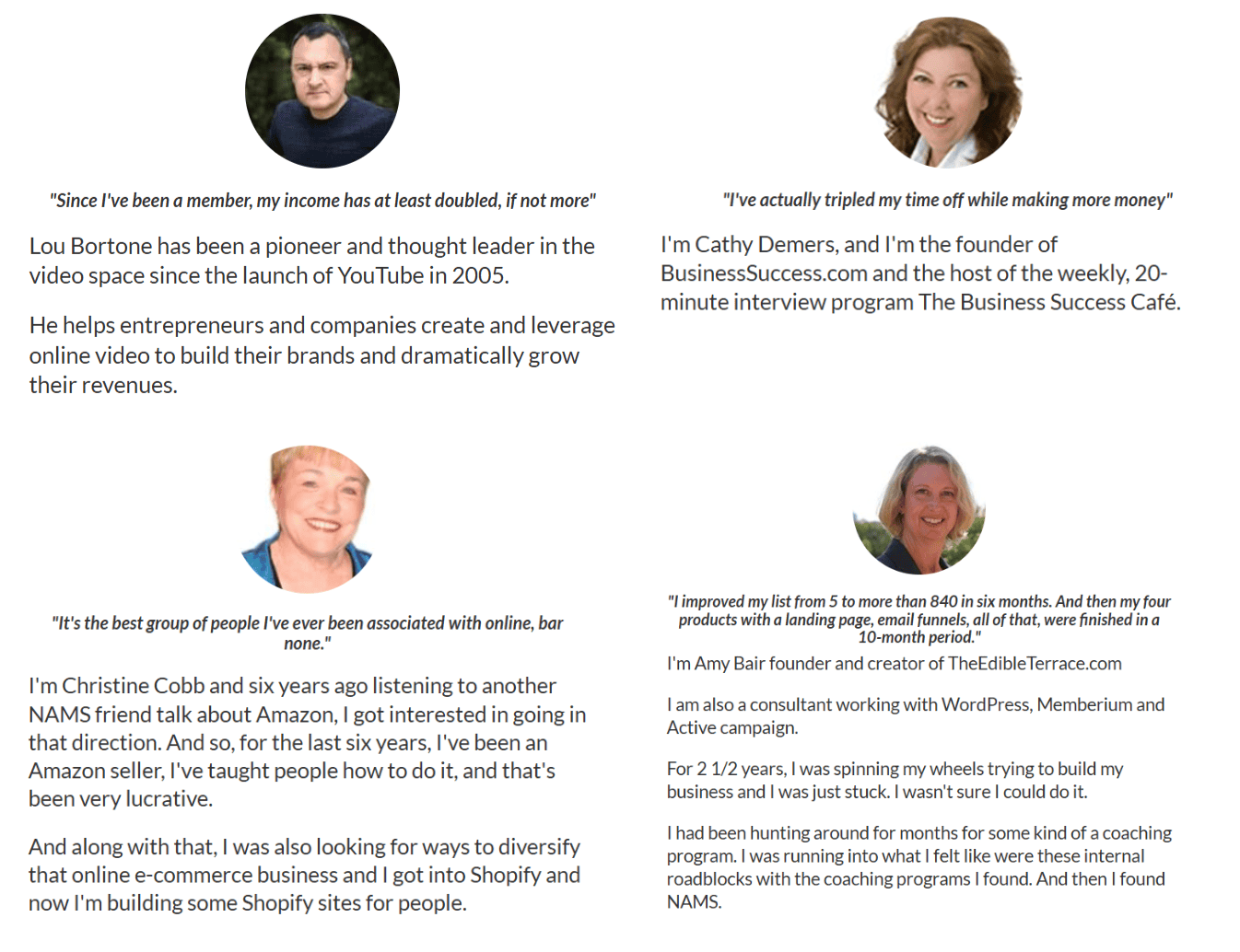 MyNAMS Testimonials Block 1